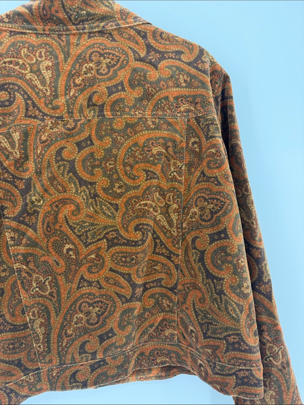 Rena Rowan Paisley Cotton Jacket Large Brown Rust Boho Western Vintage Style - Picture 6 of 7
